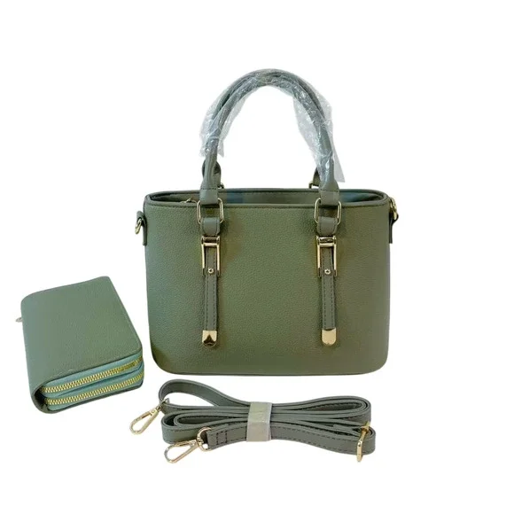 AR New York Handbag Wallet Set Women Beige PU Everyday Shoulder Satchel NWT - Picture 3 of 8